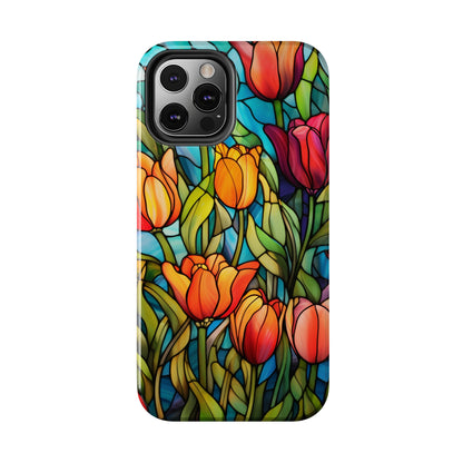 Stained Glass Tulip Floral Aesthetic iPhone Case | Embrace the Beauty of Nature in Full Bloom