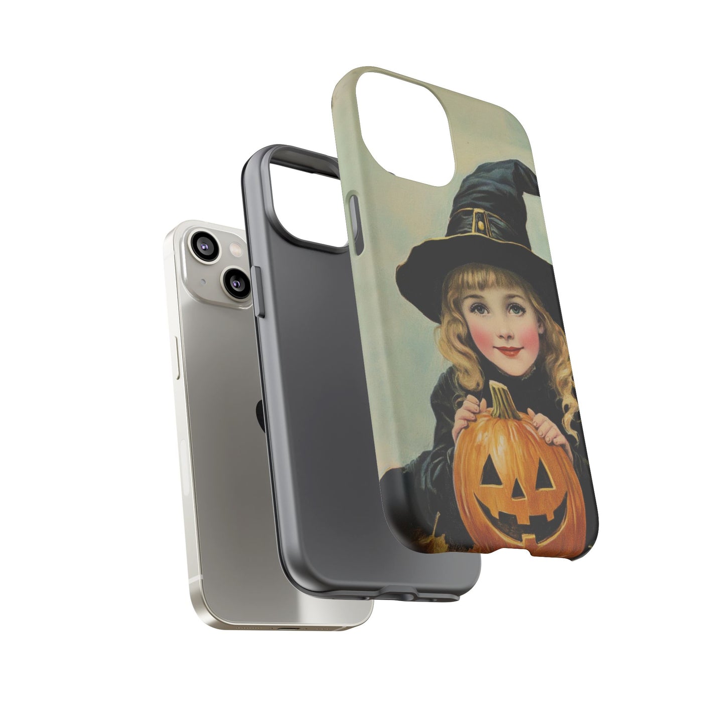 Vintage Halloween Card Witch and Jack-o'-lantern Phone Cover