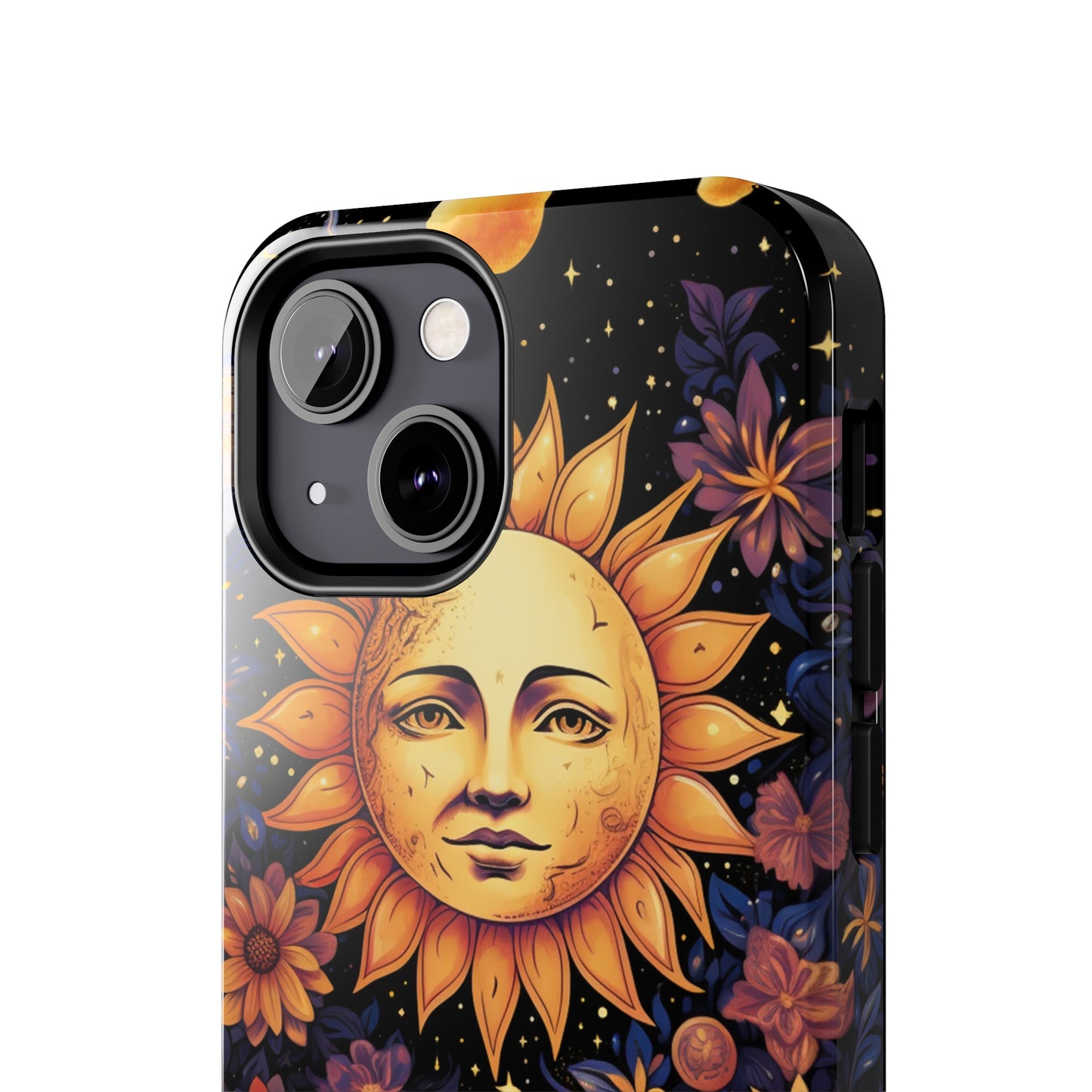 Cosmic Blooms: Floral Sun, Moon & Stars iPhone Case - Where Celestial Meets Botanical