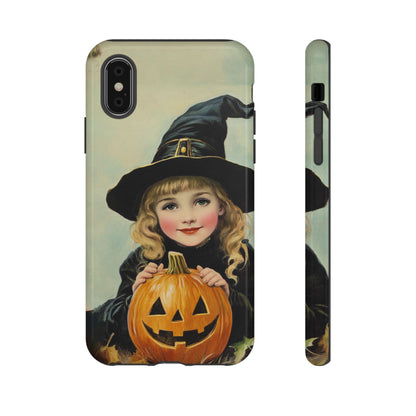 Vintage Halloween Card Witch and Jack-o'-lantern Phone Cover