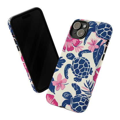 Undersea Floral Blue Sea Turtle Phone Case