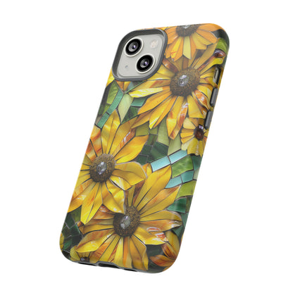 Yellow and Gold Daisy Mosaic Stained Glass Phone Case for iPhone 15, 14, Pro Max, 13, 12 & Samsung Galaxy S23, S22, S21, Google Pixel