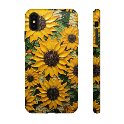 Sunflower Floral Color Explosion Mosaic Glass