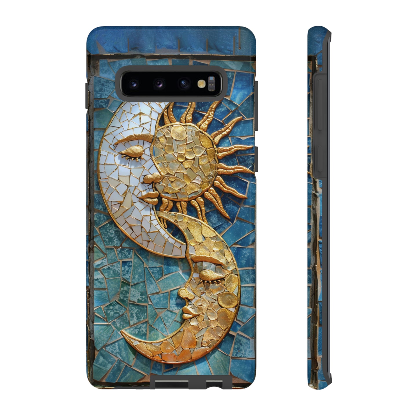 Boho Sun and Moon Mosaic Tile Stained Glass Phone Case