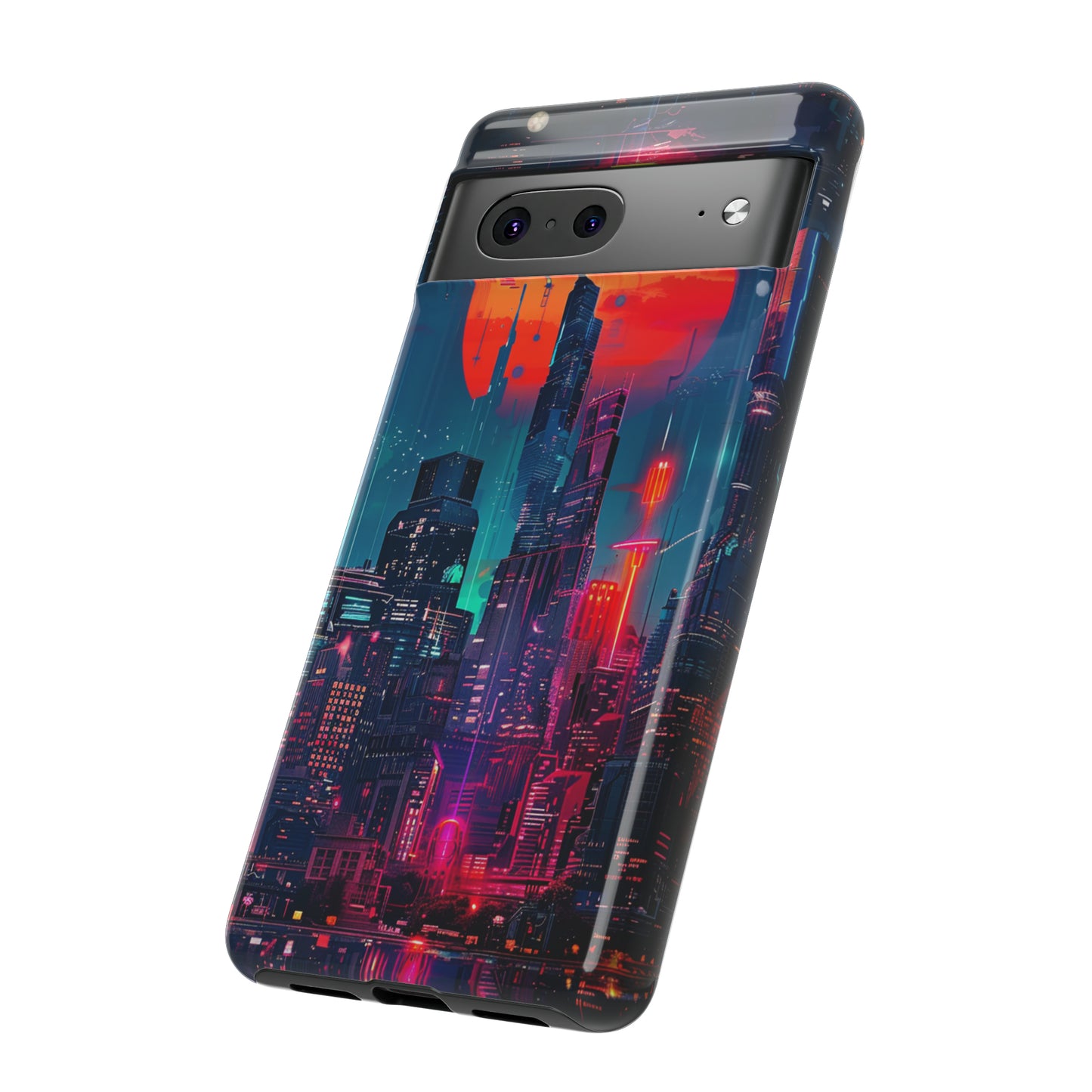 Cyberpunk Full Moon Cityscape Phone Case