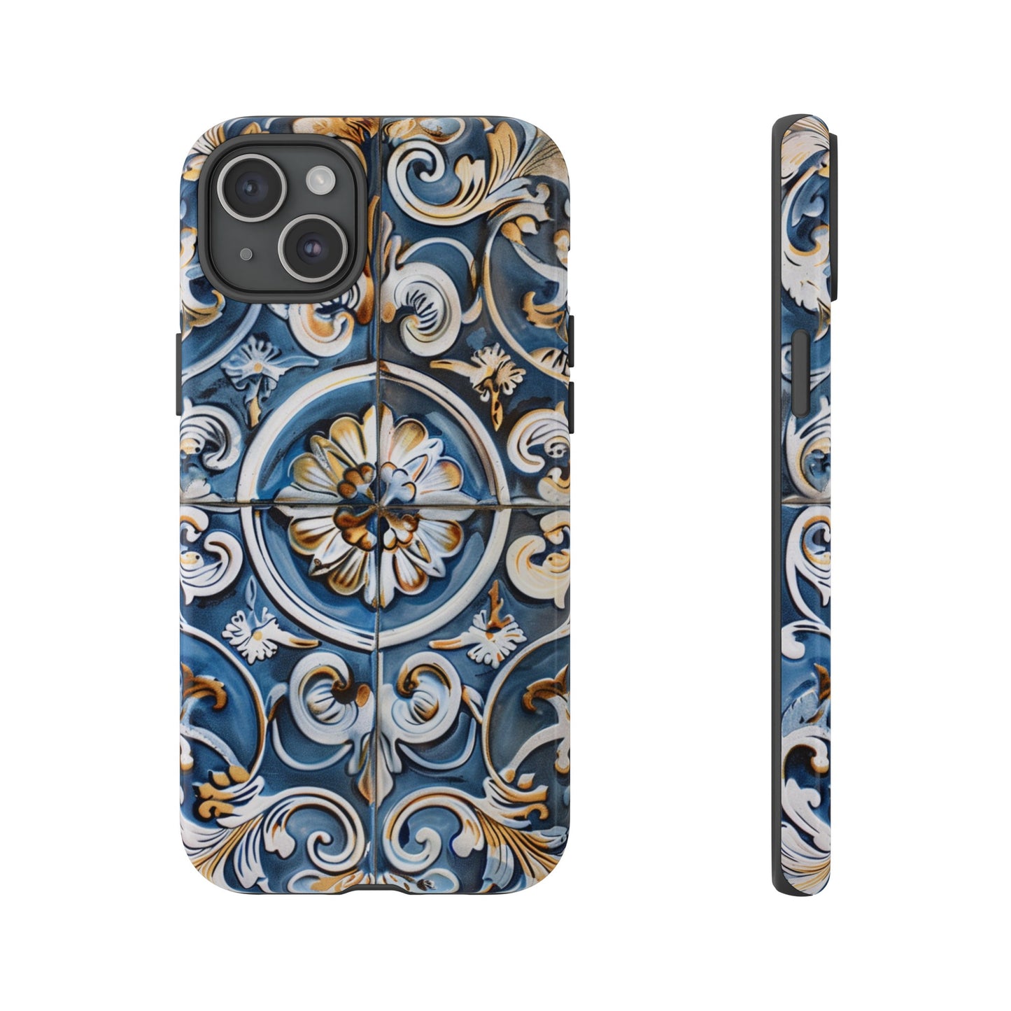 Azulejo Porcelain Blue & Creamy White Tile Mediterranean Design Phone Case