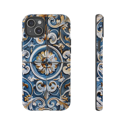 Azulejo Porcelain Blue & Creamy White Tile Mediterranean Design Phone Case