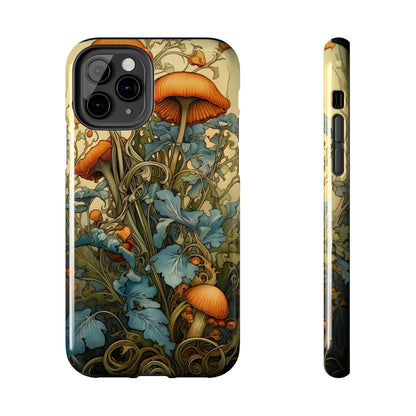 Vintage Mushroom iPhone Case Floral Aesthetic Art Nouveau Retro Phone Tough Case iPhone 14 Plus 13 12 7 8 SE Hippie Boho Style