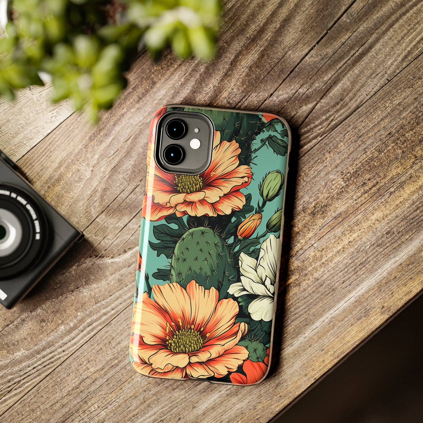 Desert Dream: Retro Vibe Cactus Tough iPhone Case