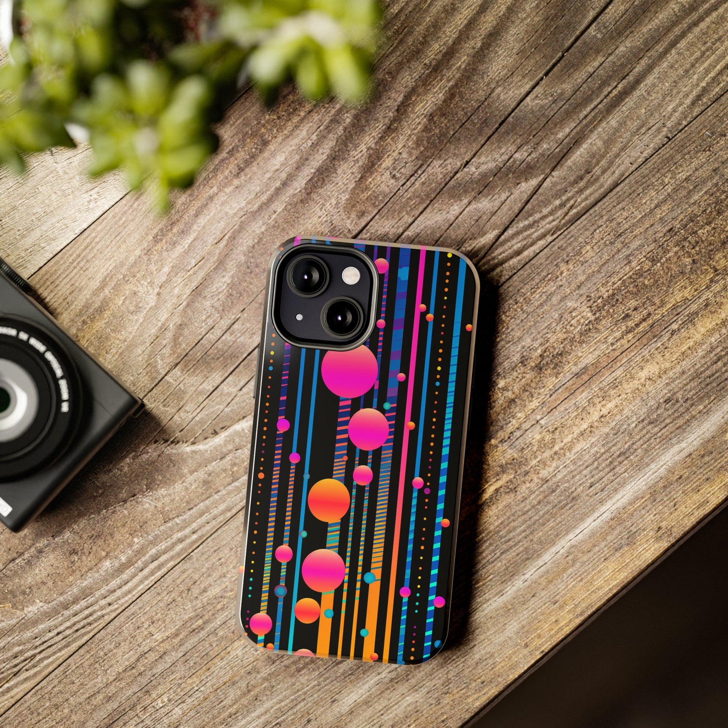 Experience a Blast from the Past: Retro Psychedelic Bubbles Tough Case for Apple iPhone Models