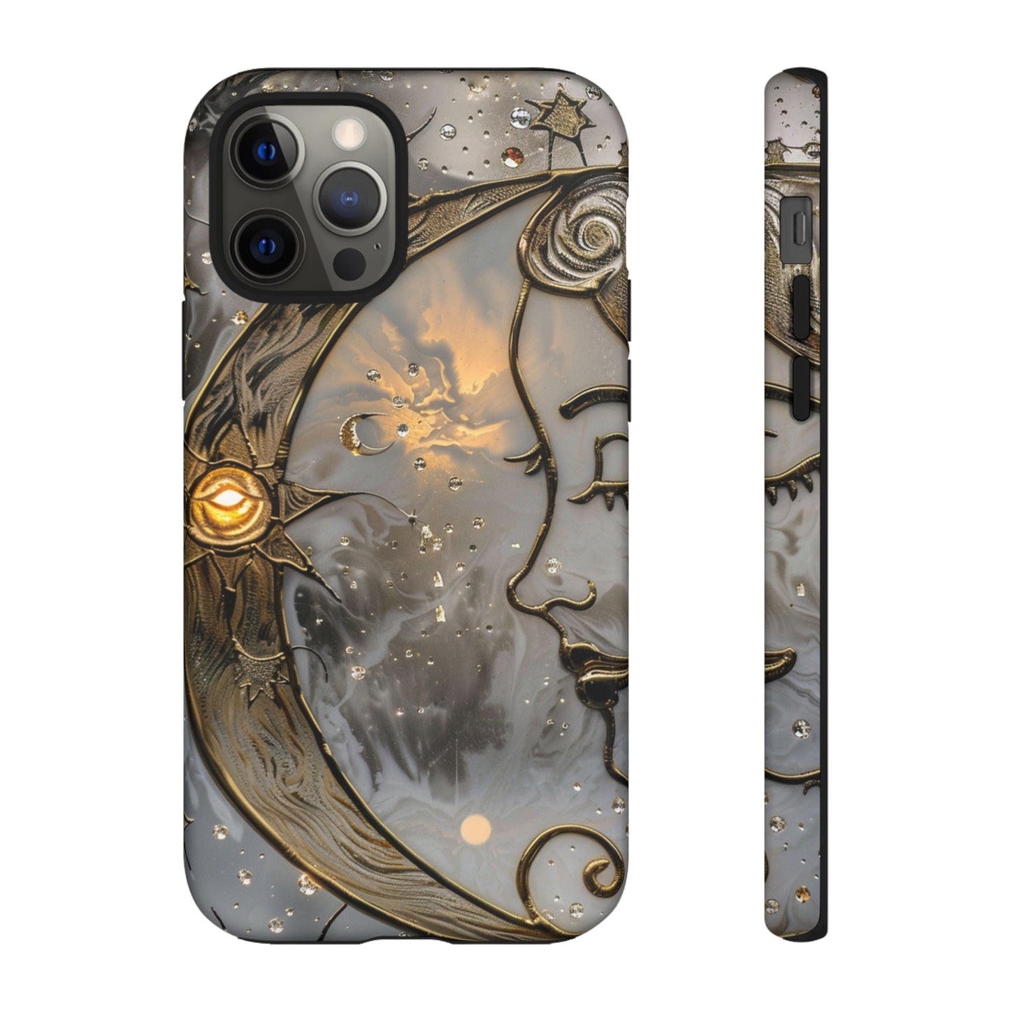 Moon Stars Stained Glass Starry Night Phone Case