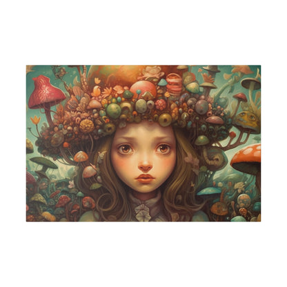 Surrealist Pop Art AI generated Head full of Magic Mushrooms | Stretched Canvas Print