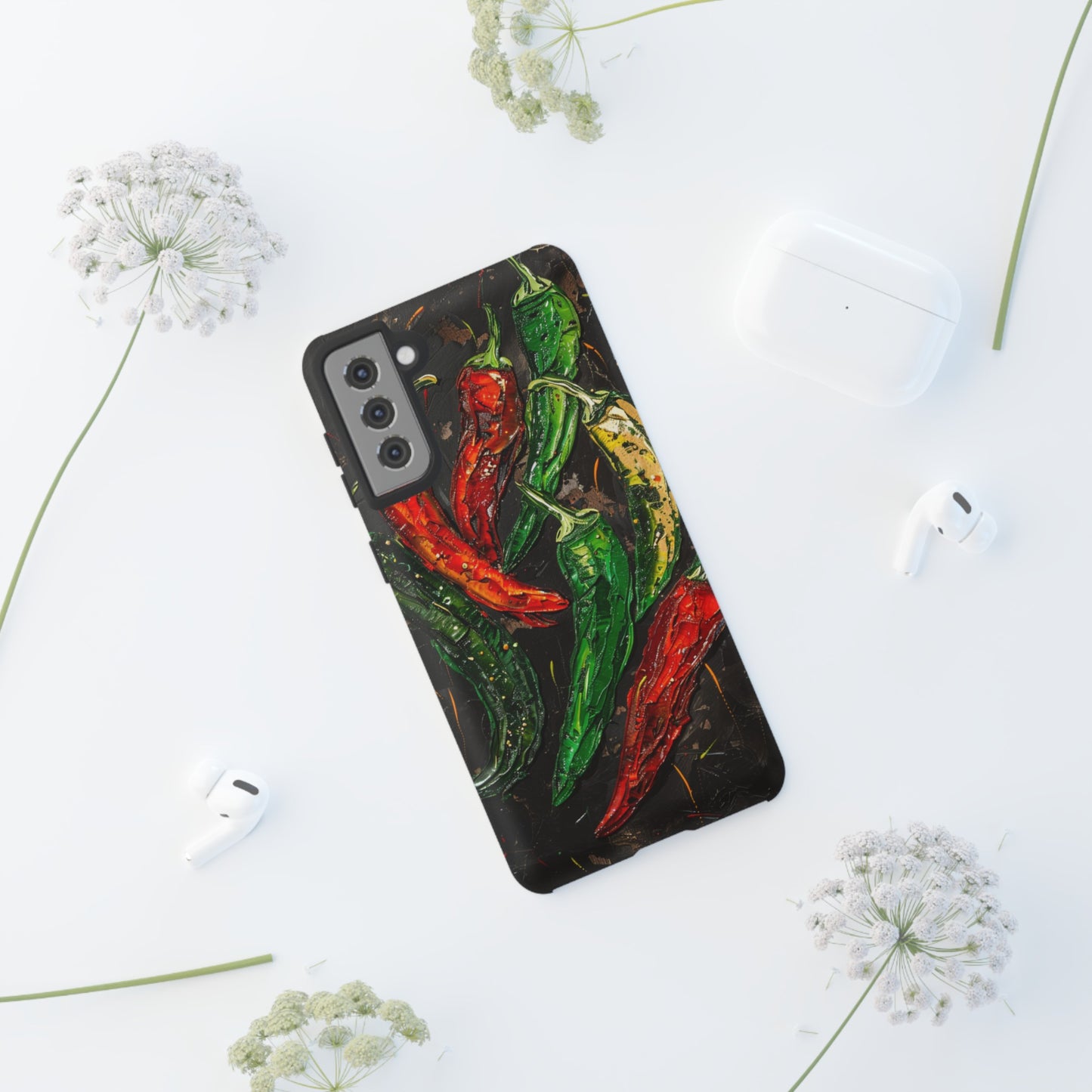 Green and Red Chili Peppers Phone Case