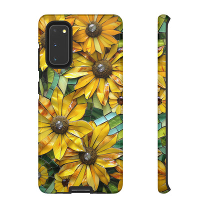 Yellow and Gold Daisy Mosaic Stained Glass Phone Case for iPhone 15, 14, Pro Max, 13, 12 & Samsung Galaxy S23, S22, S21, Google Pixel