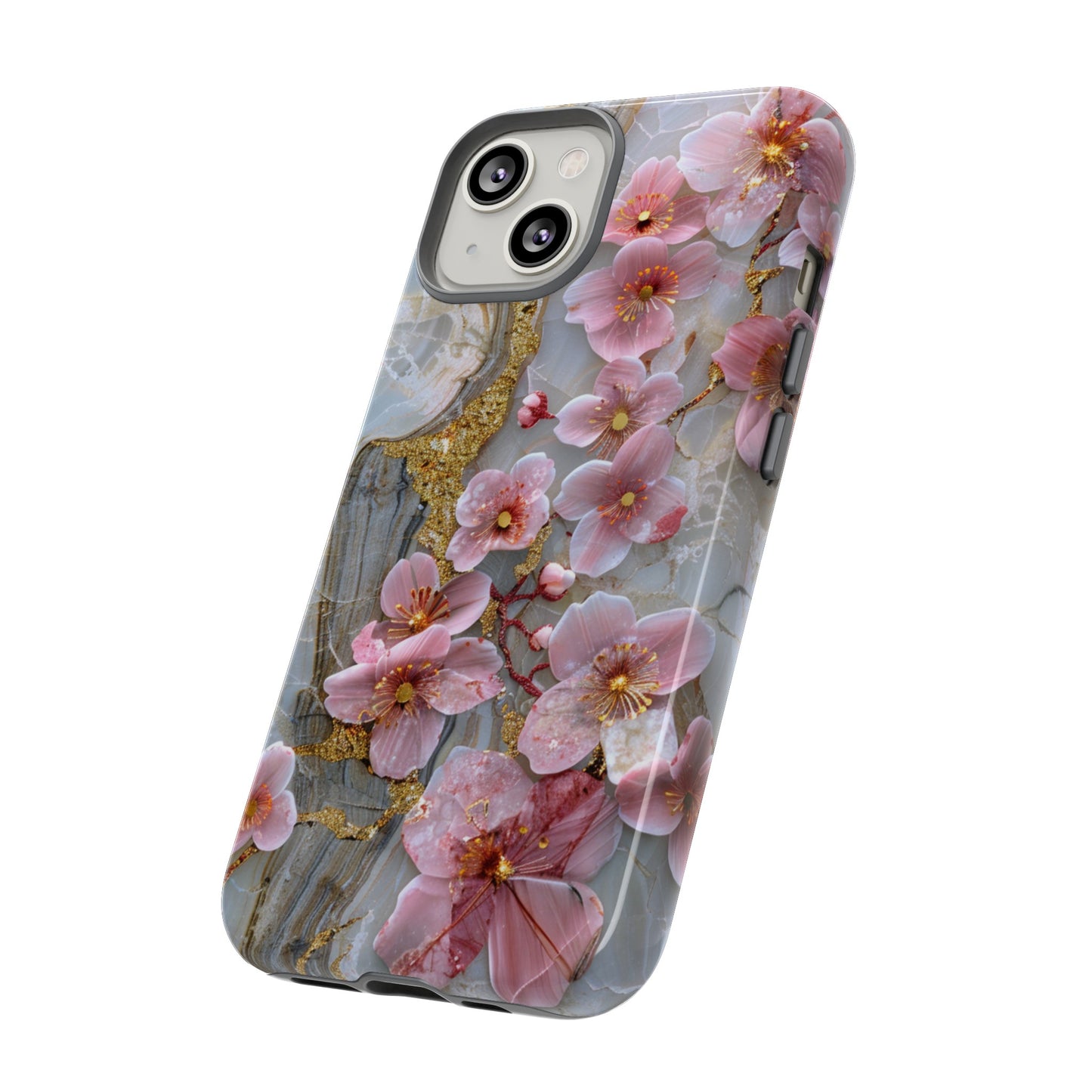 Pink Forget Me Nots Gold Floral Phone Case