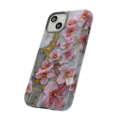 Pink Forget Me Nots Gold Floral Phone Case