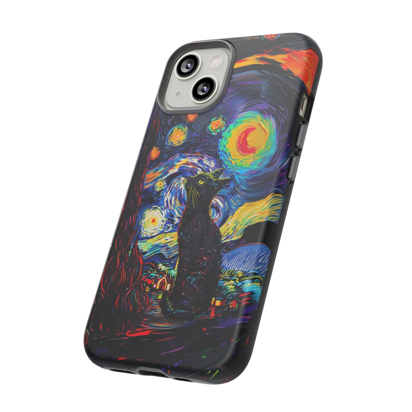 Starry Night Black Cat Van Gogh Painting Art Phone Case