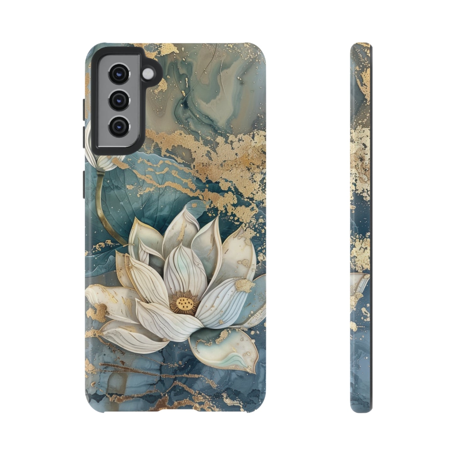 Zen Stained Glass Marble Lotus Floral Design Phone Case