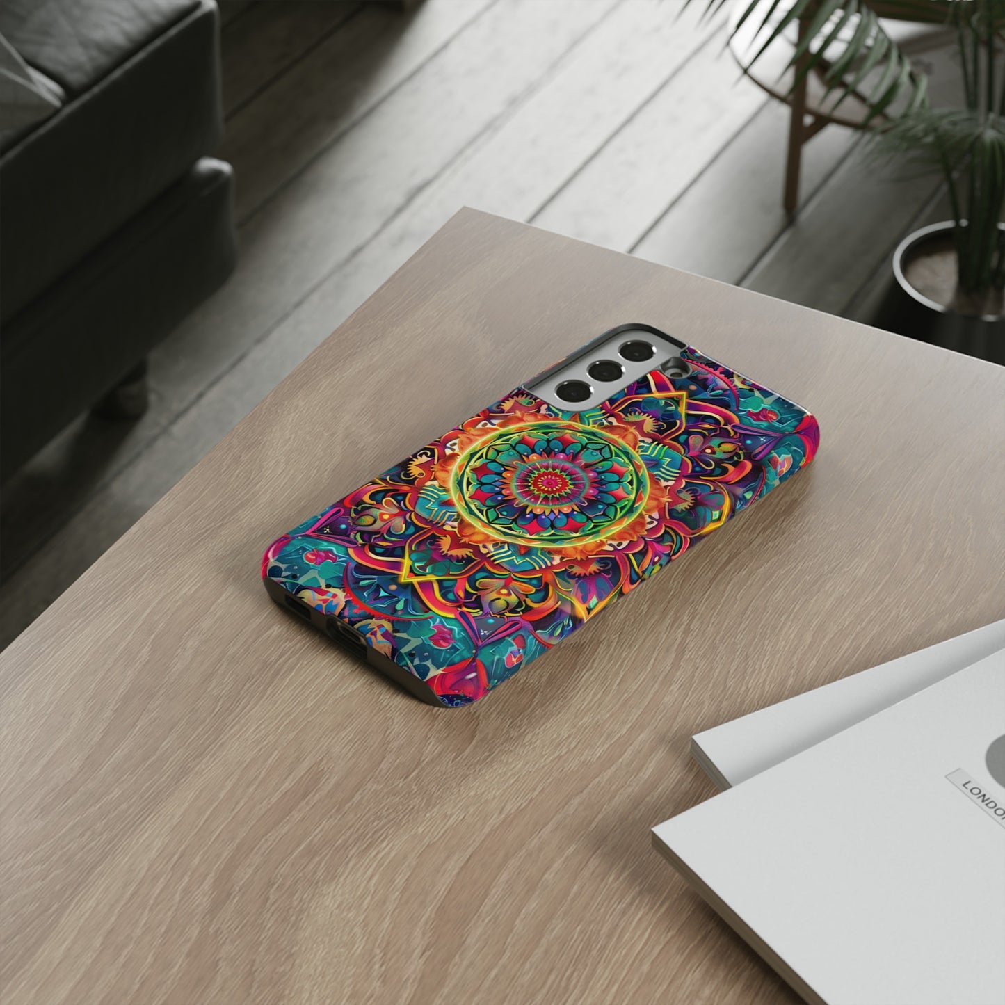 Cosmic Stained Glass Mandala Phone Case