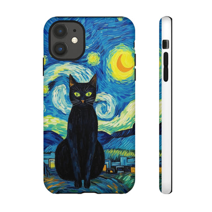 Starry Night Van Gogh Black Cat iPhone, Samsung Galaxy, Google Pixel  Case | Embrace Artistic Whimsy and Feline Charm