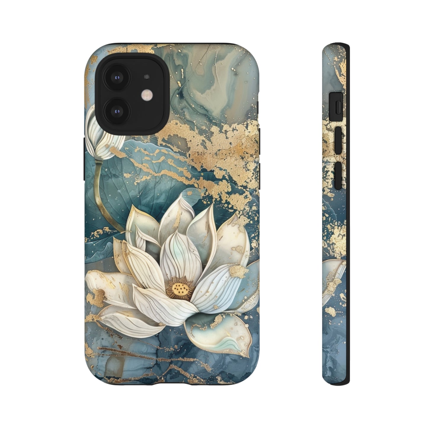 Zen Stained Glass Marble Lotus Floral Design Phone Case