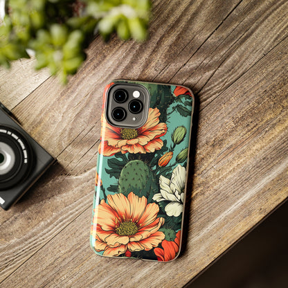 Desert Dream: Retro Vibe Cactus Tough iPhone Case