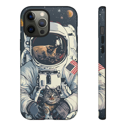 The Astronaut and the Cosmic Cat Phone Case