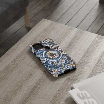 Azulejo Porcelain Blue & Creamy White Tile Mediterranean Design Phone Case