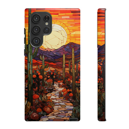 Desert Sunset Cactus Mosaic Tile