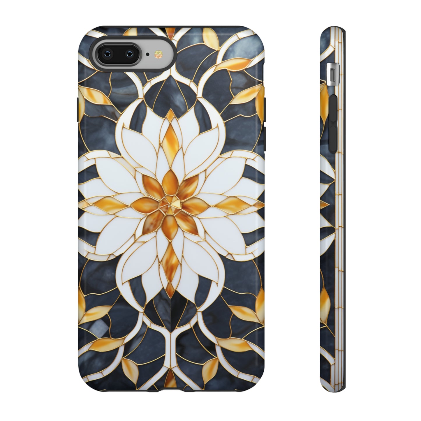 Art Deco Floral Gold & Blue Mosaic