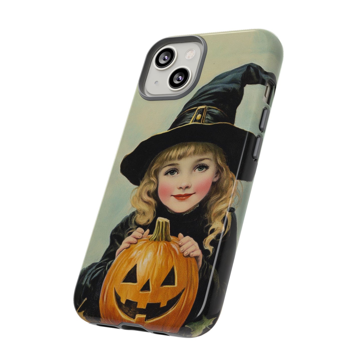 Vintage Halloween Card Witch and Jack-o'-lantern Phone Cover