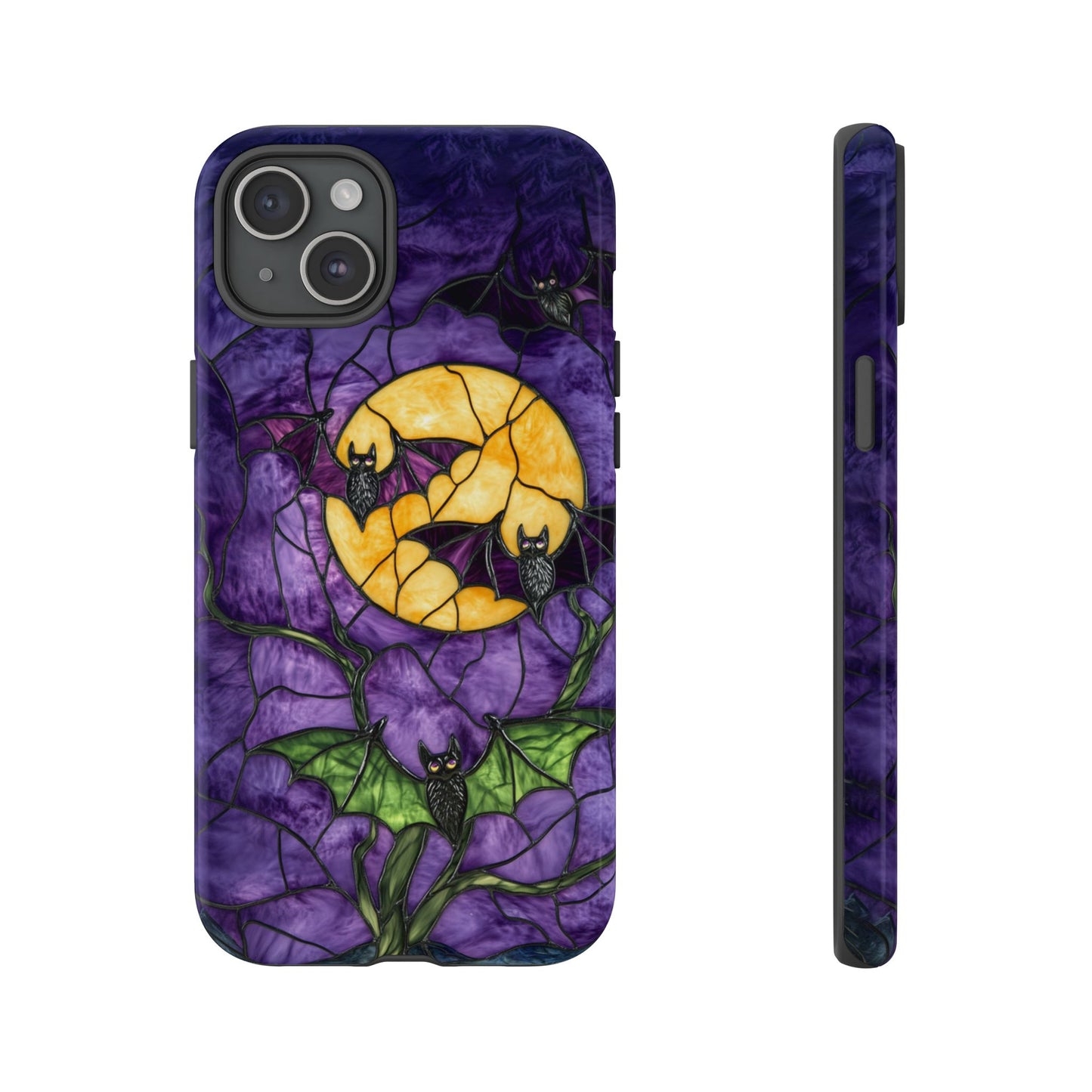 Full Moon Stained Glass Style Halloween Bats Phone Case