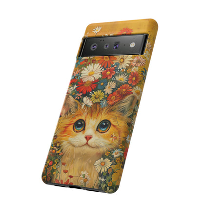 Cute Cat in Floral Garden Phone Case