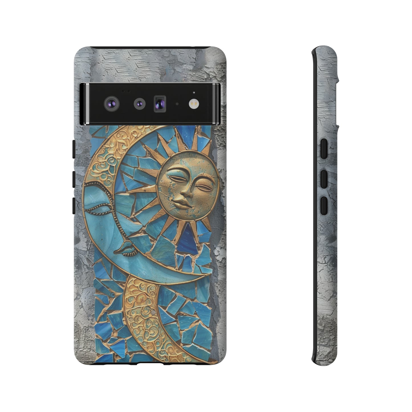 Boho Sun and Moon Mosaic Tile Stained Glass Phone Case