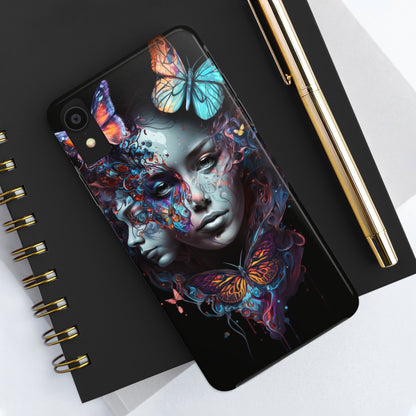 Synthwave Butterfly Girl Trippy Fantasy Art iPhone Case | Embrace the Futuristic Vibe with Whimsical Artistry