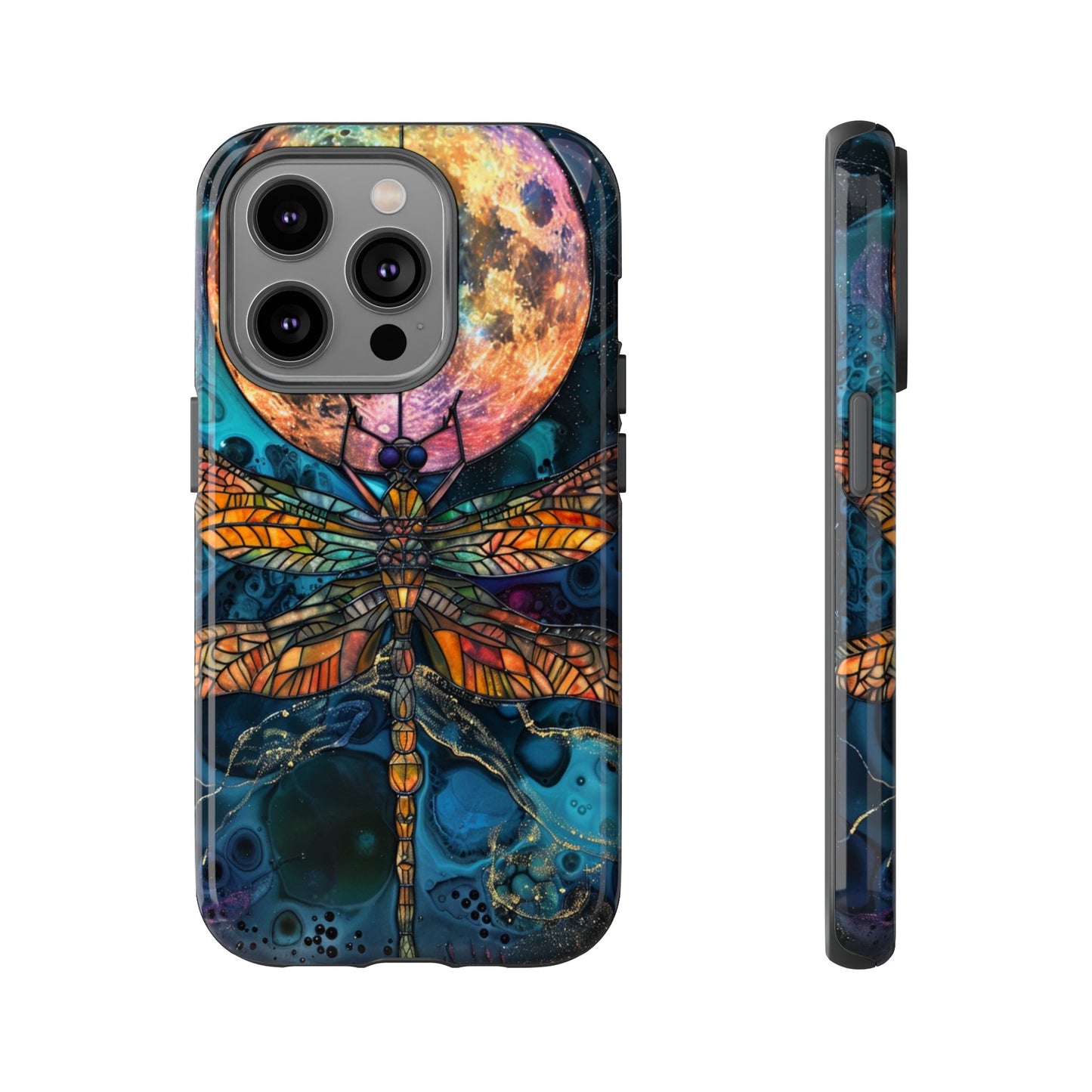 Full Moon Stained Glass Dragonfly Phone Cover