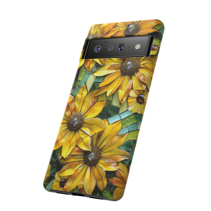 Yellow and Gold Daisy Mosaic Stained Glass Phone Case for iPhone 15, 14, Pro Max, 13, 12 & Samsung Galaxy S23, S22, S21, Google Pixel