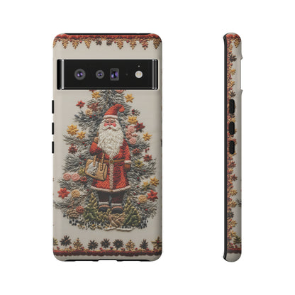 Vintage Embroidery Christmas Santa Phone Case