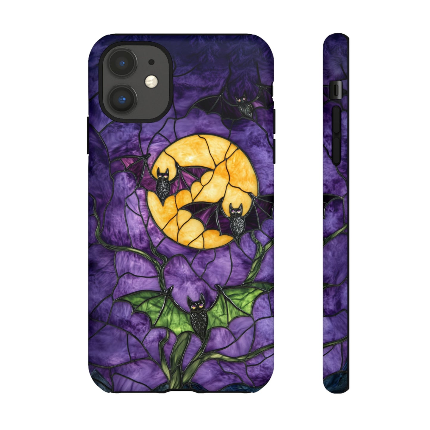 Full Moon Stained Glass Style Halloween Bats Phone Case