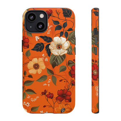 Orange Floral Phone Tough Case