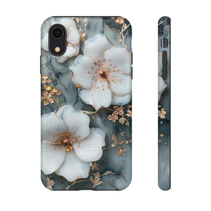 White Flower on Marble Stone  Phone Case