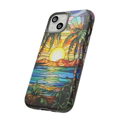 Tropical Stained Glass Sunset Beach