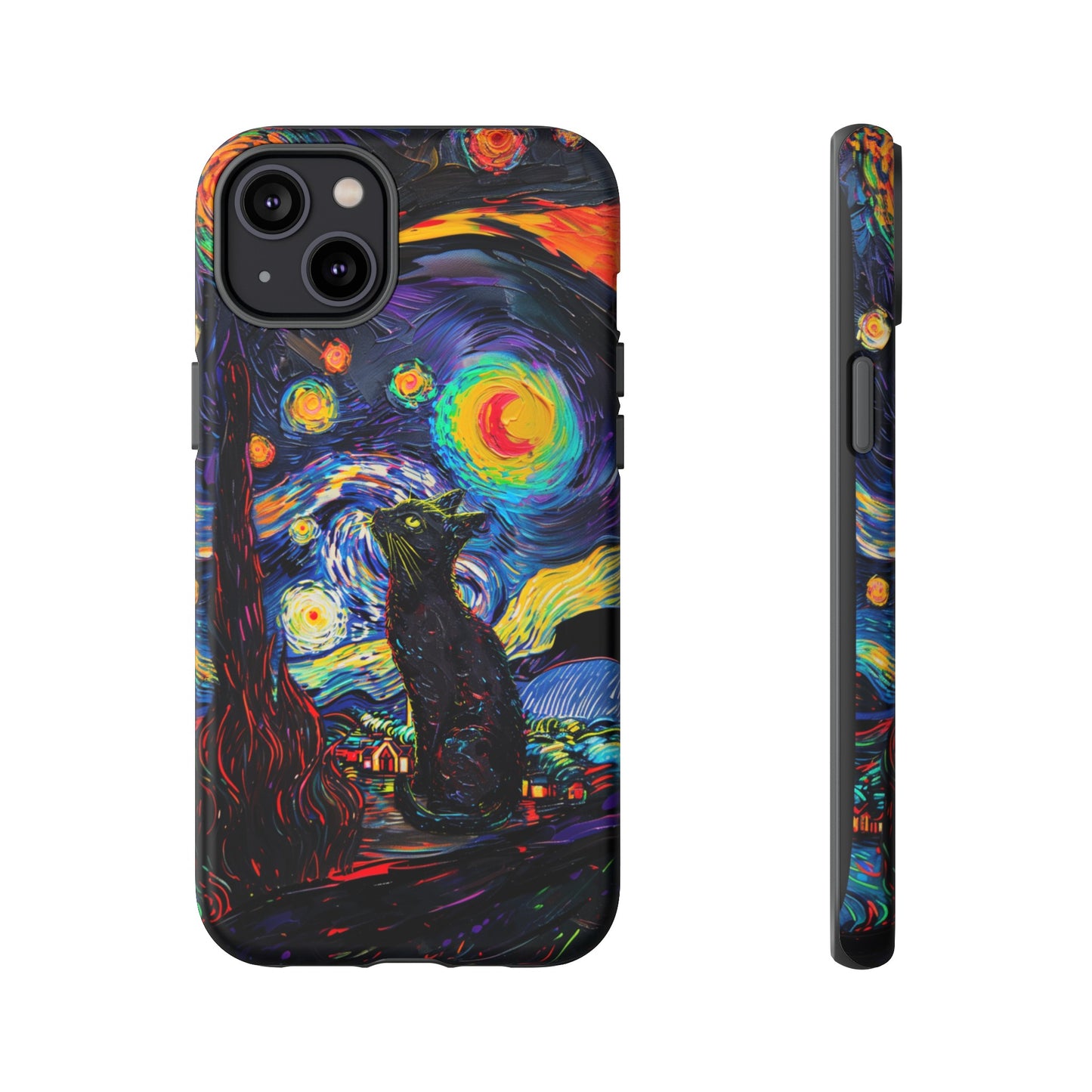 Starry Night Black Cat Van Gogh Painting Art Phone Case