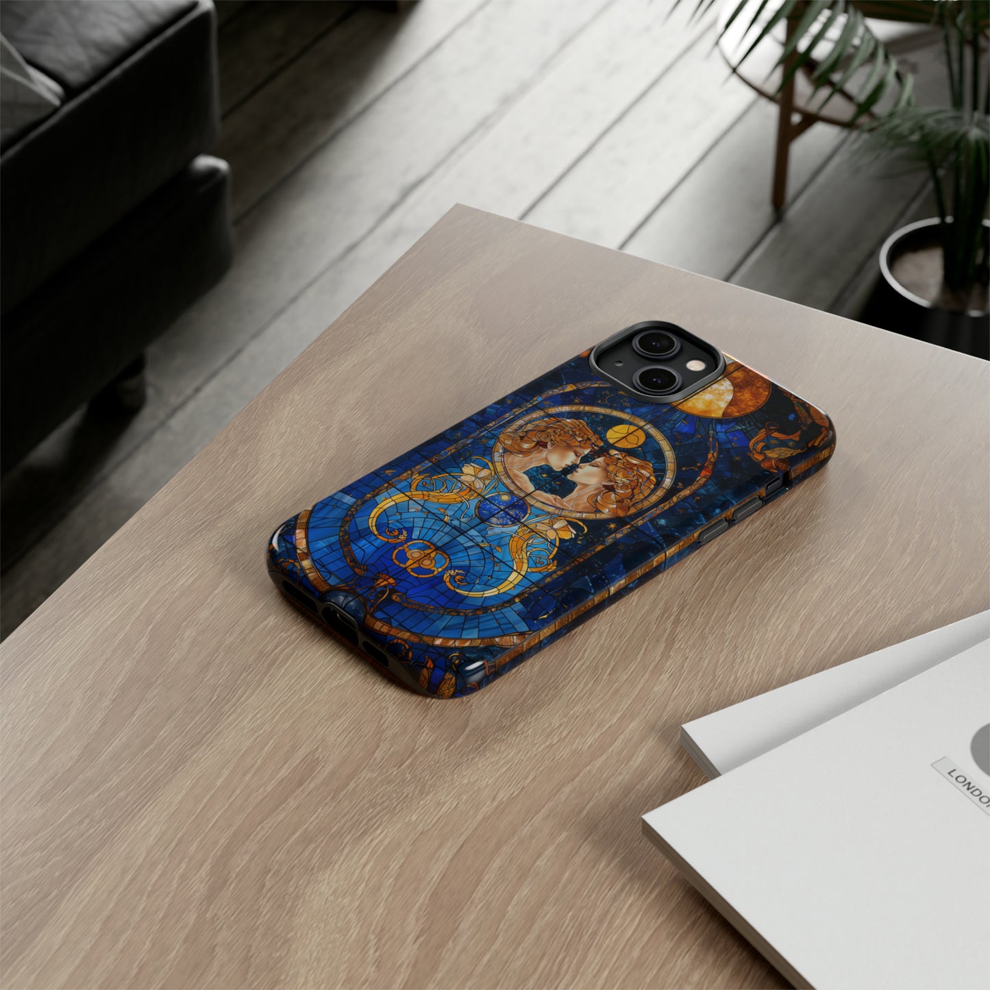 Gemini Astrology Stained Glass Phone Case