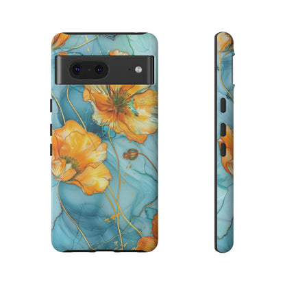 Gold Poppies Color Splash Floral Design Phone Case