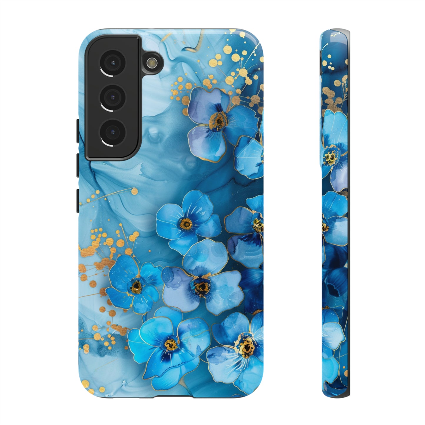 Forget Me Nots Gold Color Splash Floral Design Phone Case