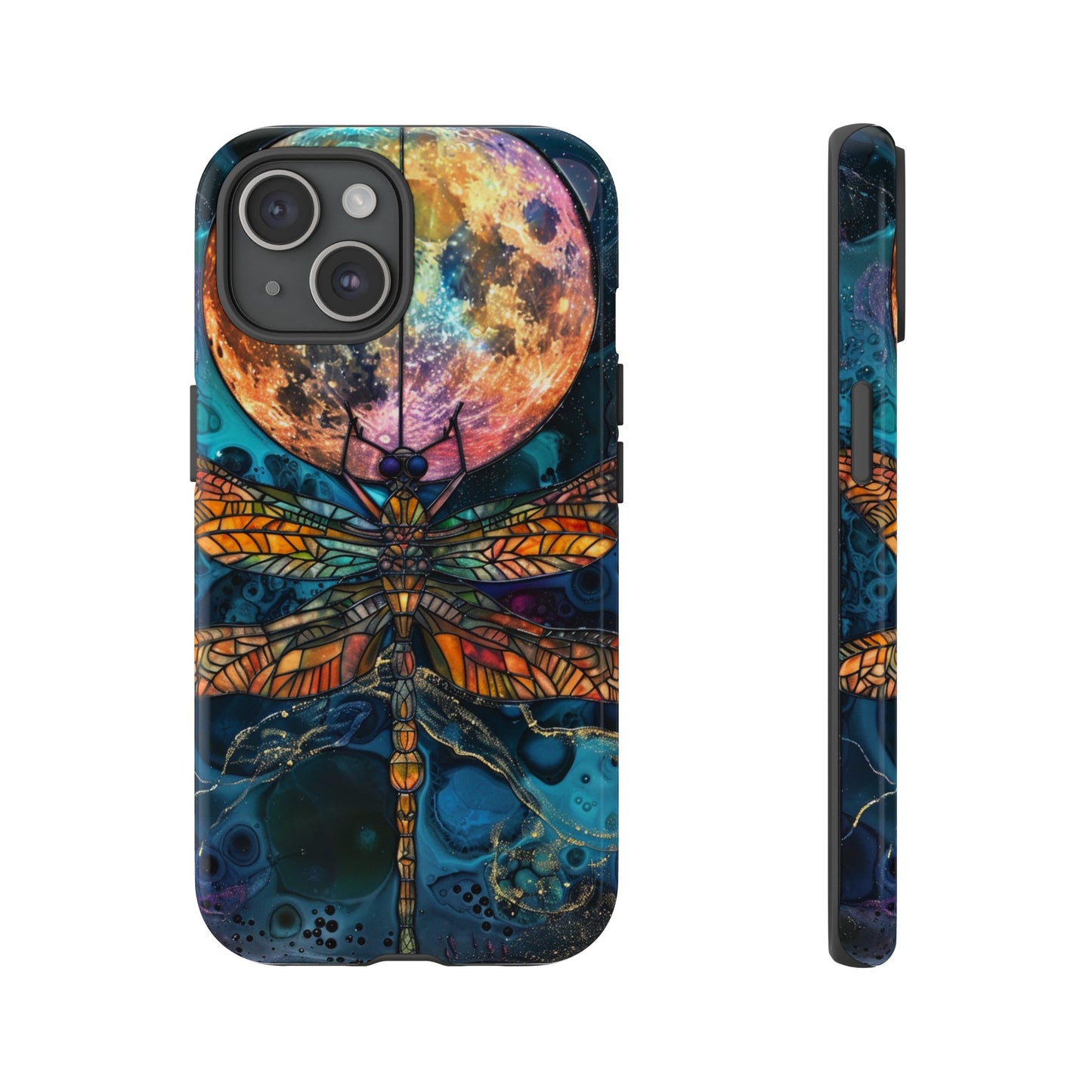 Full Moon Stained Glass Dragonfly Phone Cover