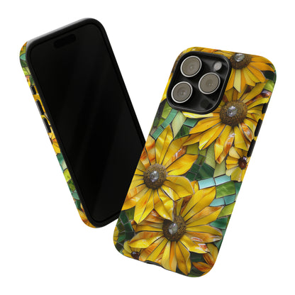 Yellow and Gold Daisy Mosaic Stained Glass Phone Case for iPhone 15, 14, Pro Max, 13, 12 & Samsung Galaxy S23, S22, S21, Google Pixel