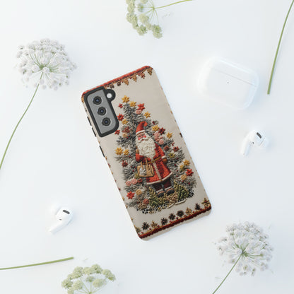 Vintage Embroidery Christmas Santa Phone Case