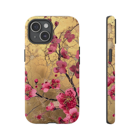 Pink Forget Me Nots Gold Floral Phone Case